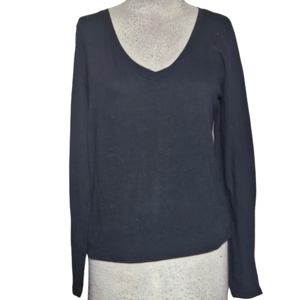 Black Long Sleeve Cotton Blend Tee Size Medium
